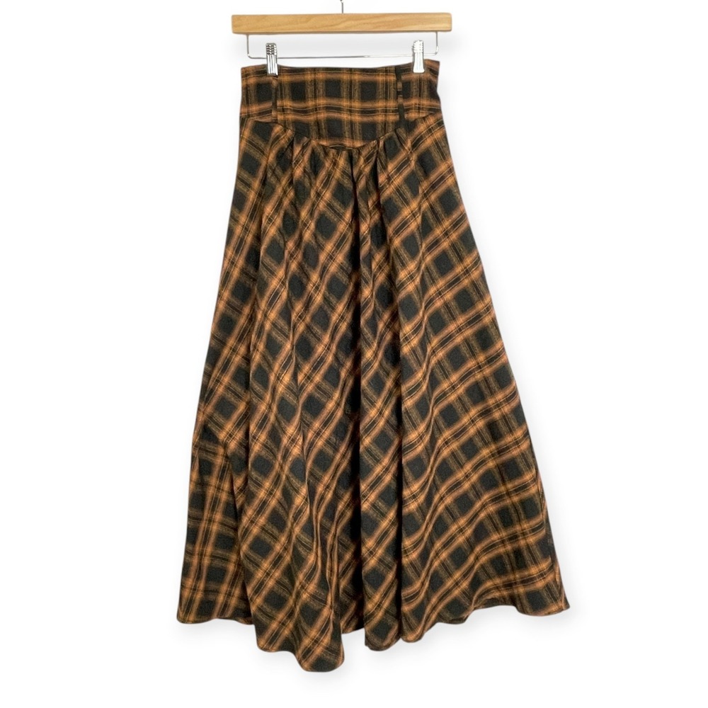 Scarlet Darkness Orange Black Plaid Corset Maxi Skirt Size S Victorian Witchy